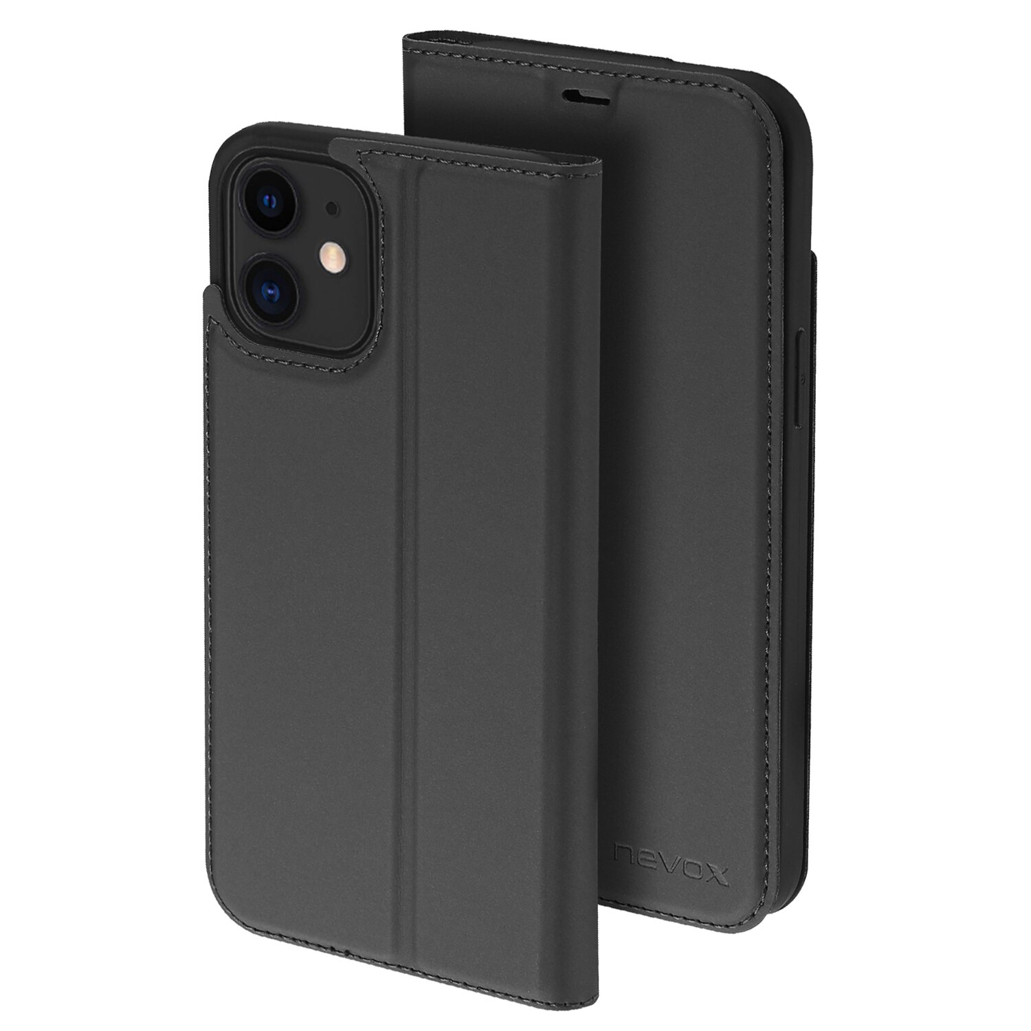 Husa book Nevox Vario pentru Apple iPhone 12 Mini, Basalt Grey