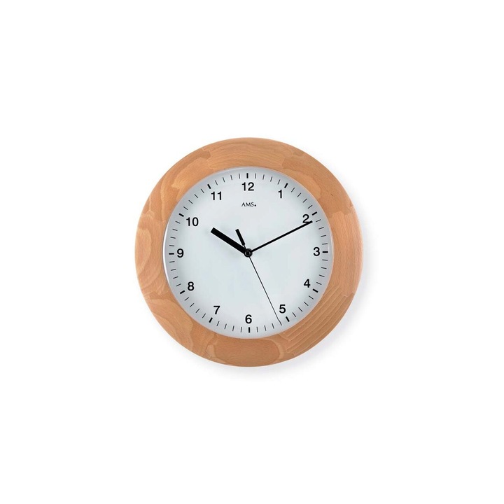 Ceas de perete AMS 5904/18, Quartz, Alb, Analogic, Modern