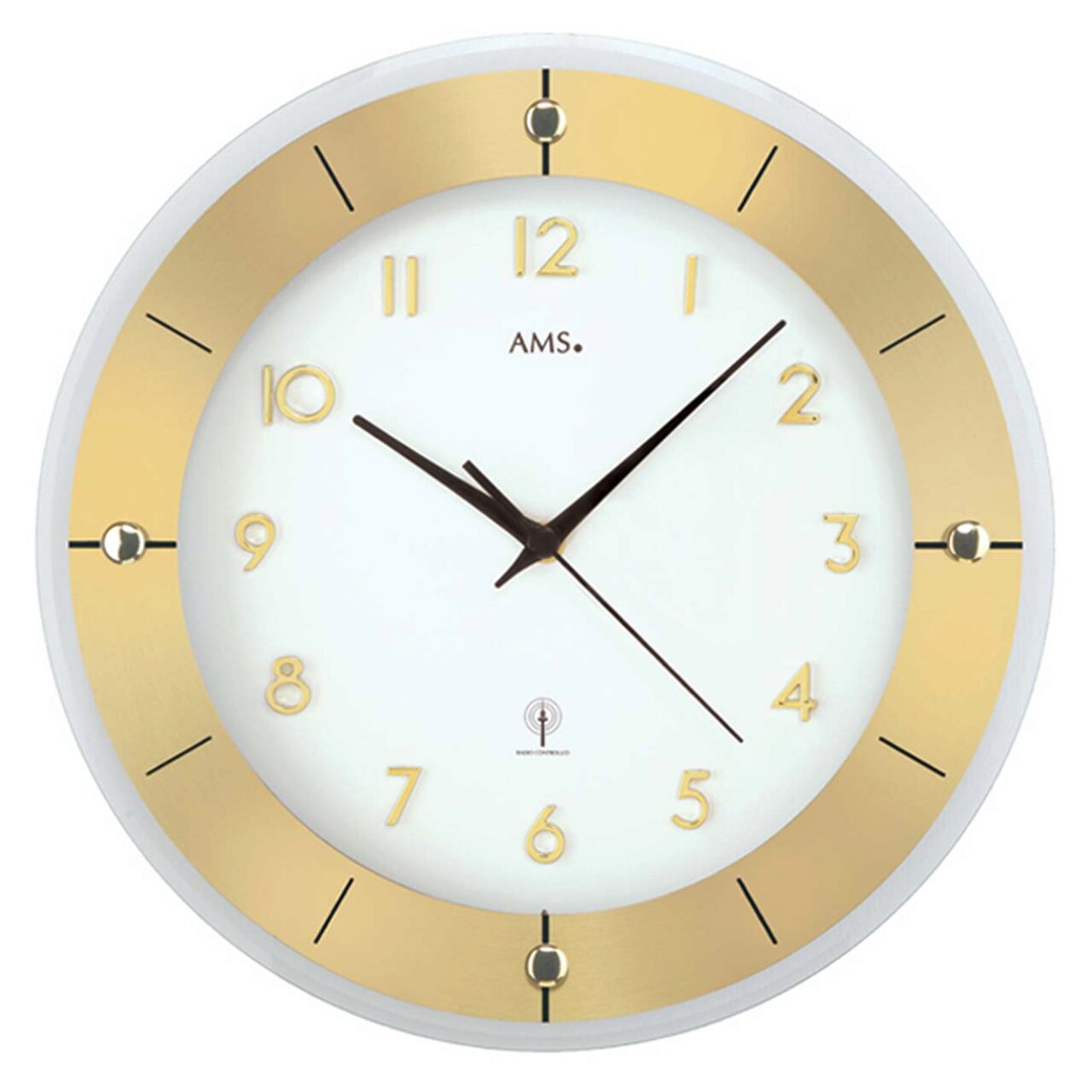 Ceas de perete AMS 5850, Quartz, Alb, Analogic, Modern