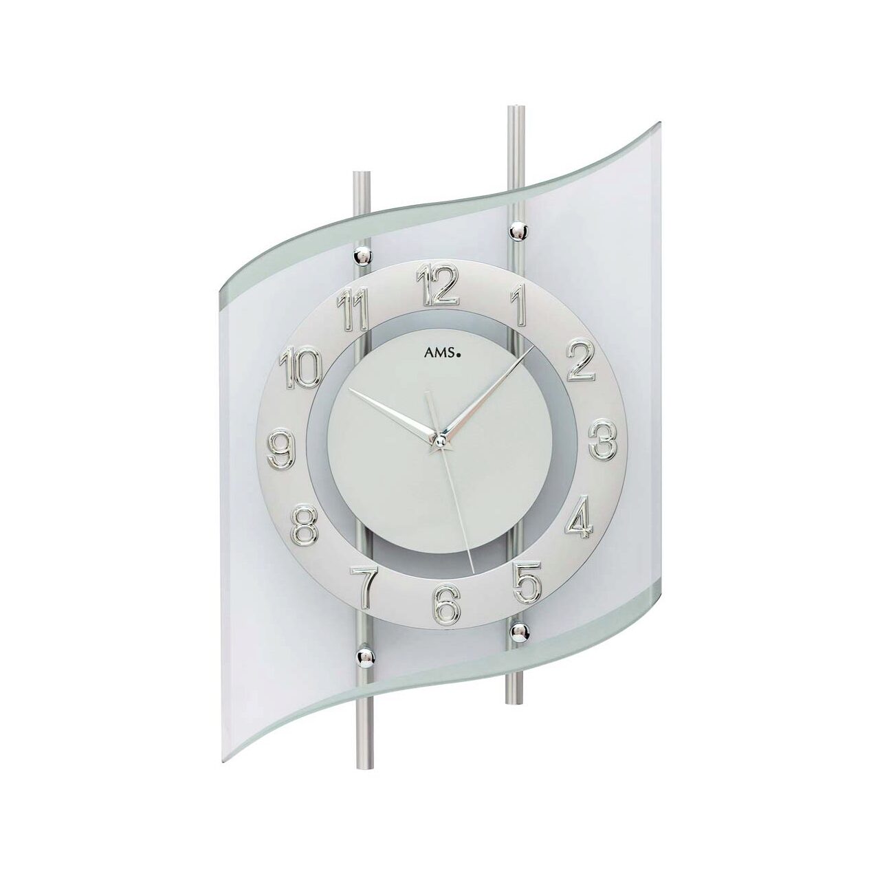 Ceas de perete AMS 5506, Quartz, Argintiu, Analogic, Modern