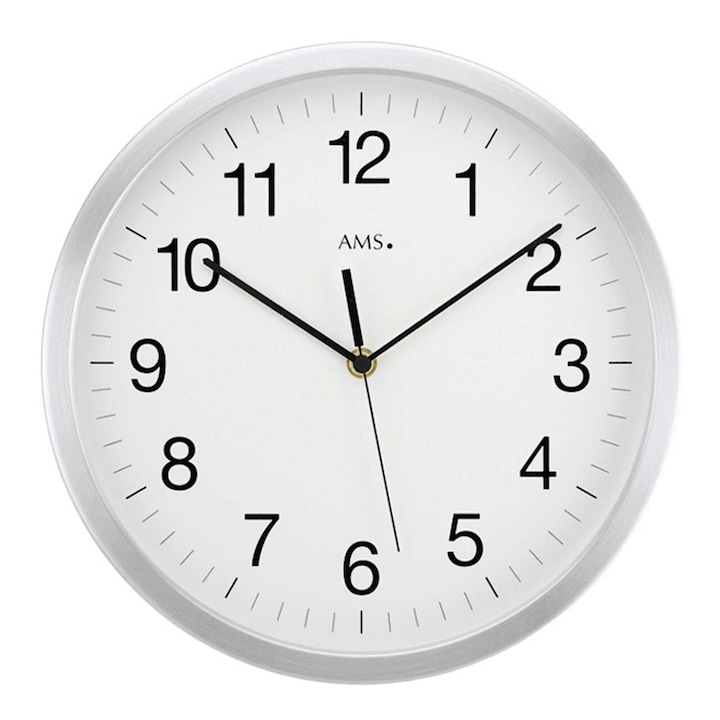 Стенен часовник AMS 5524, кварцов, бял, аналогов, модерен