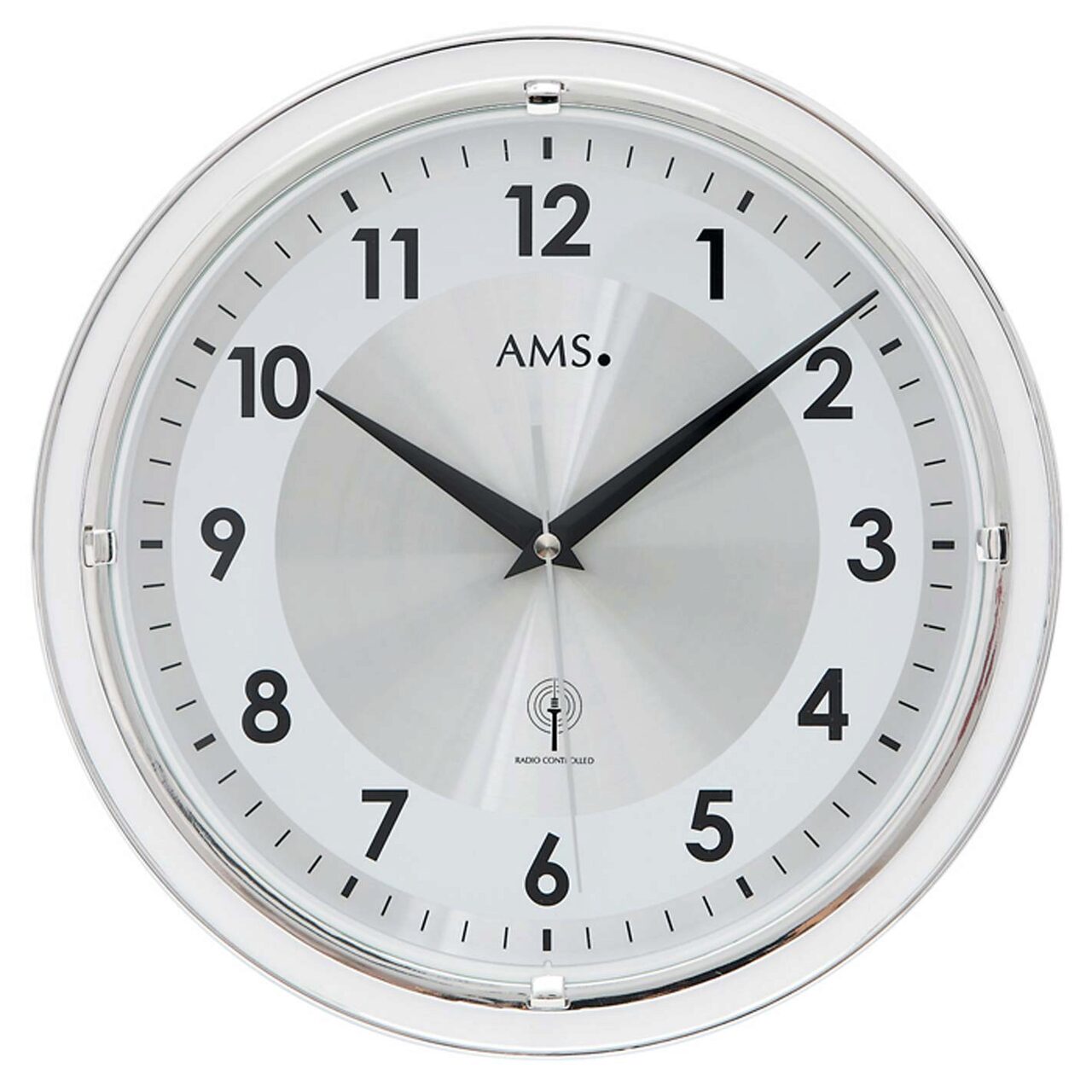 Ceas de perete AMS 5945, Quartz, Argintiu, Analogic, Modern