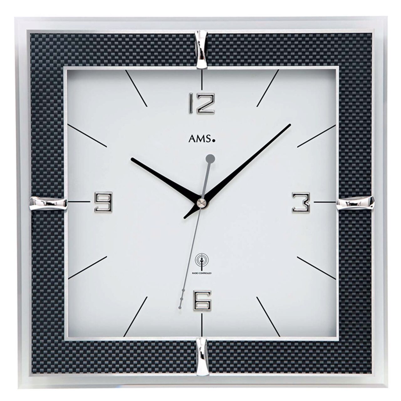 Ceas de perete AMS 5855, Quartz, Alb, Analogic, Modern