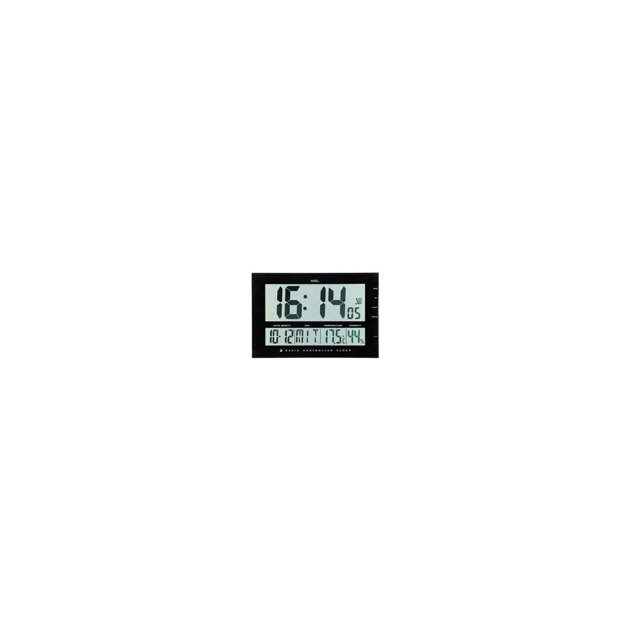Ceas de perete AMS 5895, Quartz, Gri, Analog-Digital, Modern