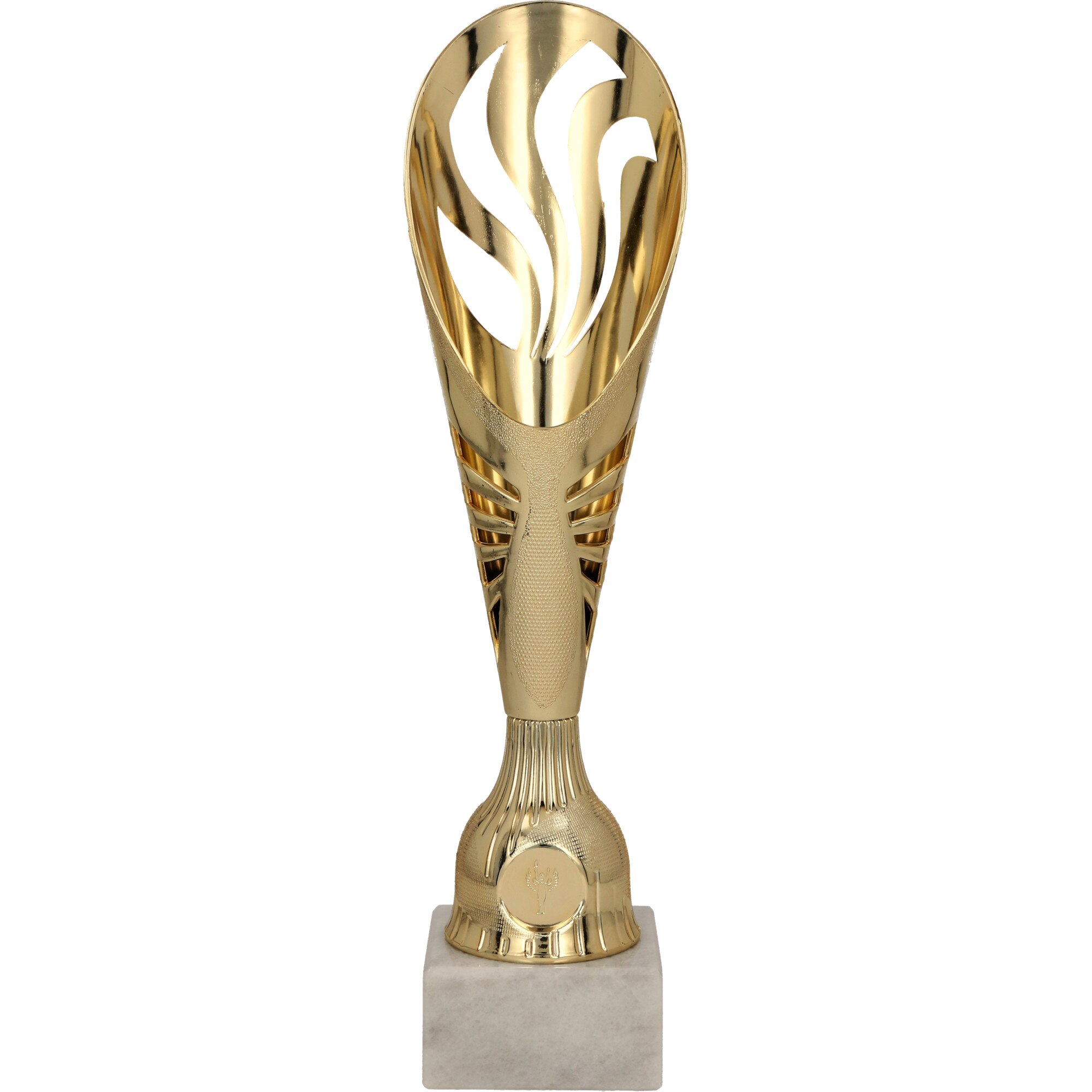 Cupa aurie Wertigo,34 cm cu piedestal din marmura alba