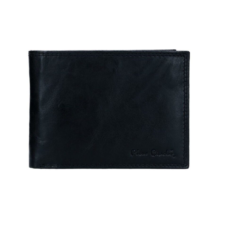 Portofel barbati Pierre Cardin, Portofel pliabil de piele, cu imprimeu logo, Negru