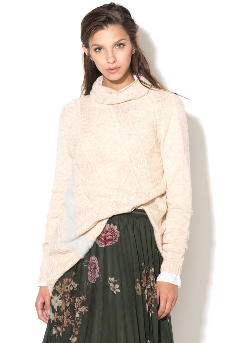 Pulover, Desigual, Crem, S