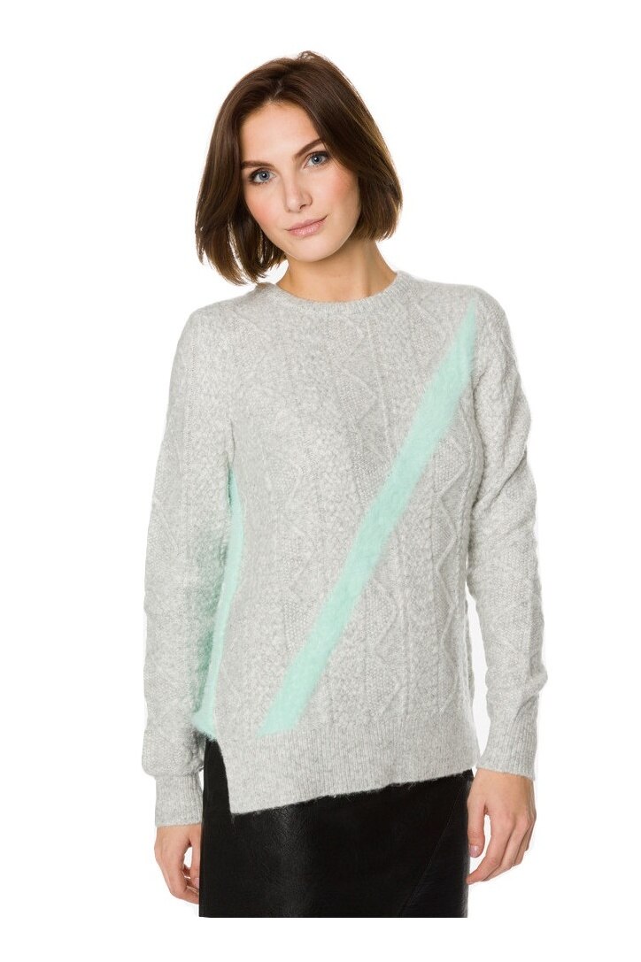 Pulover, Desigual, Gri/Verde, Gri/Verde