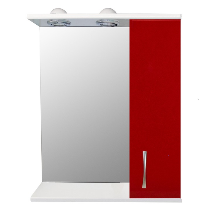 Oglinda de baie cu dulap Nadia 60 cm, iluminare LED, Rosu