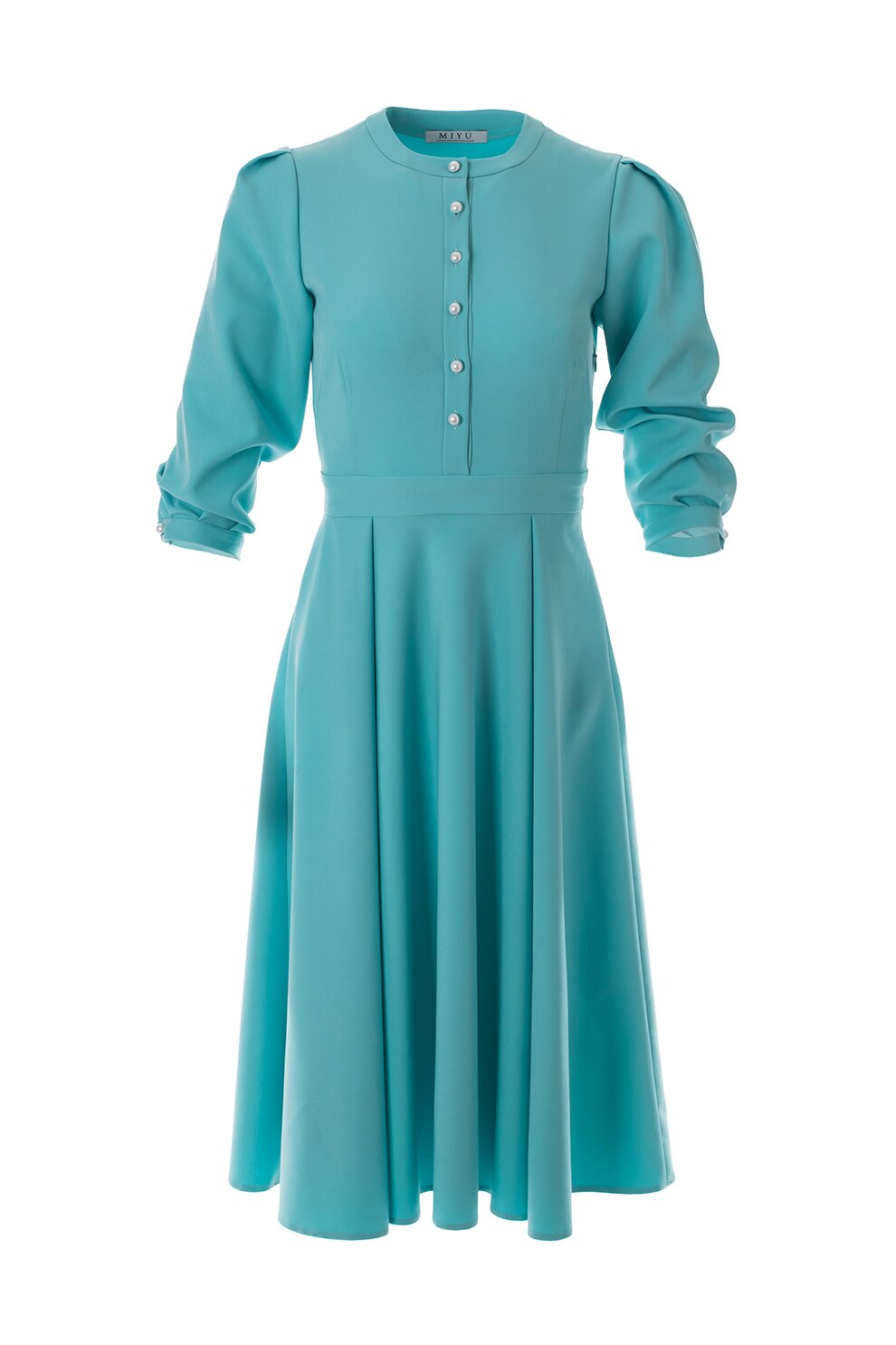 MIYU, Rochie midi evazata, Turcoaz