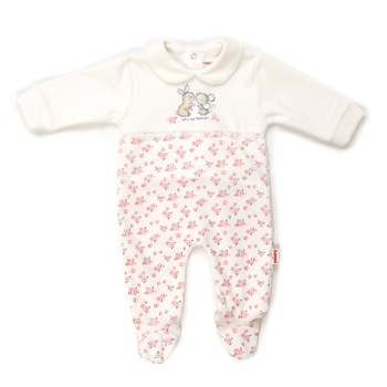 Salopeta bebe fetita Babybol, imprimeu floral, crem, 3 luni, 62 cm Salopeta bebe fetita Babybol, imprimeu floral, crem, 3 luni, 62 cm