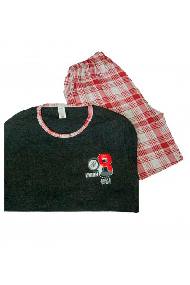 Pijamale big size barbati SRN, negru, imprimeu union 8, Negru