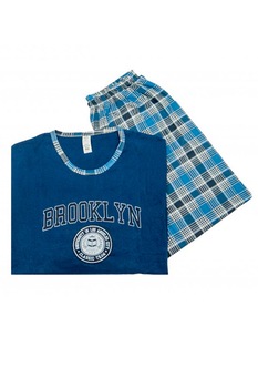 Pijamale big size barbati Srn, albastru, imprimeu brooklyn, Albastru Pijamale big size barbati Srn, albastru, imprimeu brooklyn, Albastru