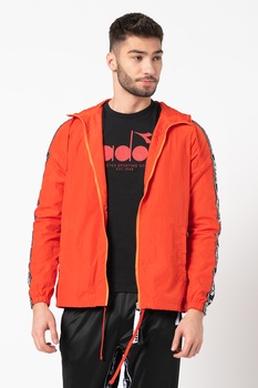 Diadora, Jacheta cu gluga si benzi laterale cu logo Trofeo, Rosu Diadora, Jacheta cu gluga si benzi laterale cu logo Trofeo, Rosu