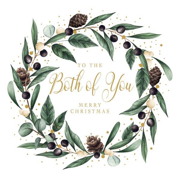 Felicitare - Pinecone Wreath - To the Both of You, Verde, Cu mesaj, Carton