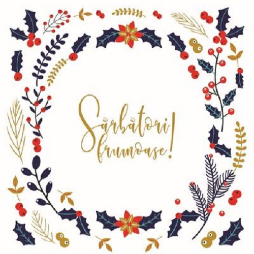 Felicitare Craciun cu crengute de brad, Multicolor, Standard, Hartie