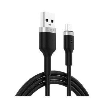 Cablu USB tip C Golf data sync, metal braided 3A, Negru Cablu USB tip C Golf data sync, metal braided 3A, Negru