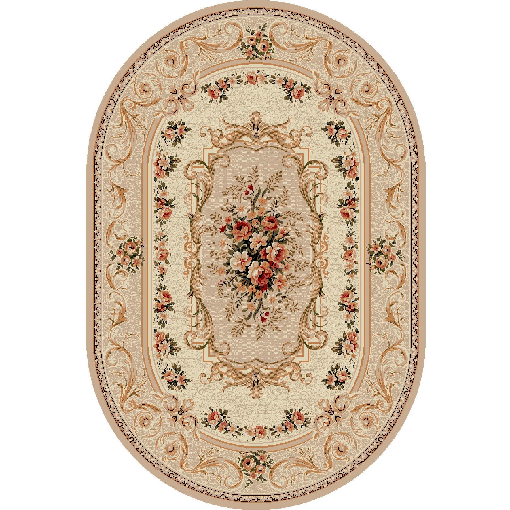 Covor Clasic, Lotos 535, Bej/Crem, Oval, 80x200 cm, 1800 gr/mp