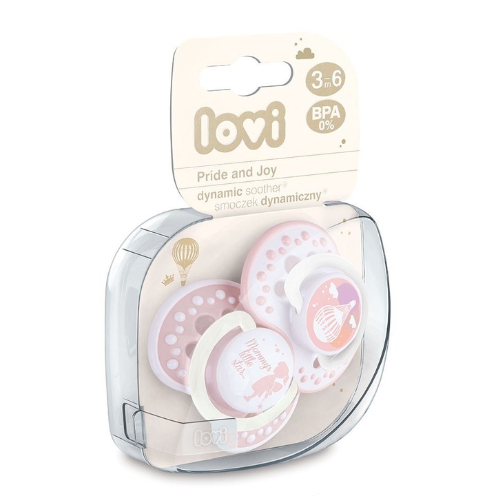Lovi Dinamikus nyugtató cumi Pride&Joy 3-6hó 2db. rózsaszín
