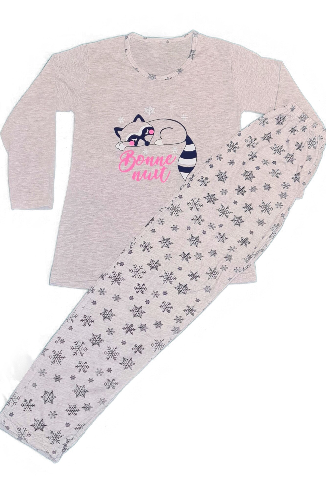 Pijama dama bumbac, Gri