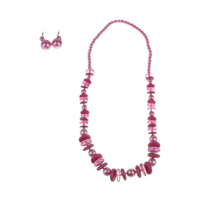 Set 2 piese colier si cercei pentru fete Mini Junior GB-17, Roz