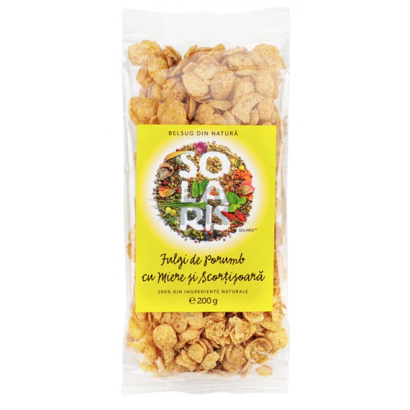 Fulgi de Porumb cu miere si scortisoara, Solaris, 200 g