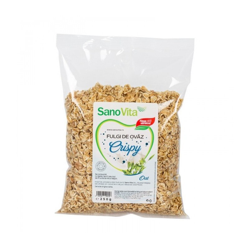 Fulgi de Ovaz Crispy, Sanovita, 250 g