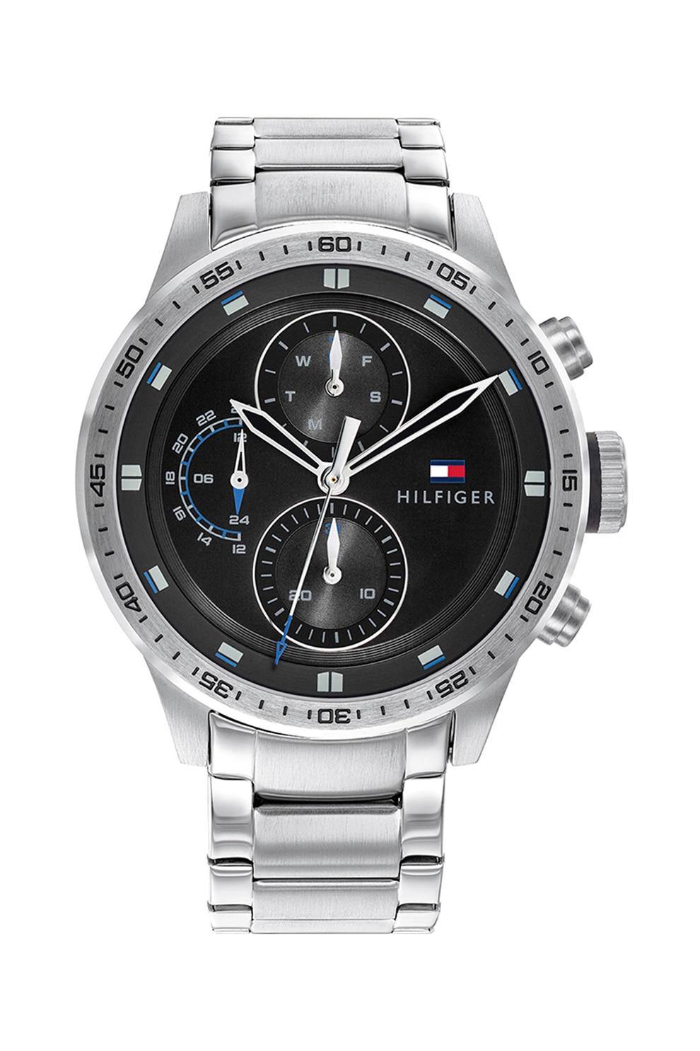Tommy Hilfiger, Ceas cu functii multiple si bratara metalica, Argintiu