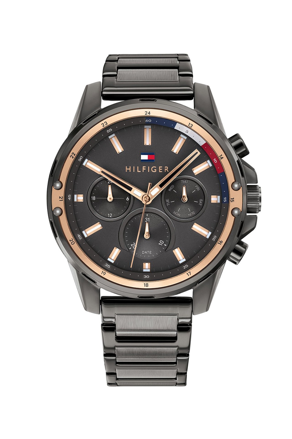 Tommy Hilfiger, Ceas quartz din otel inoxidabil, Gri hematit/Auriu
