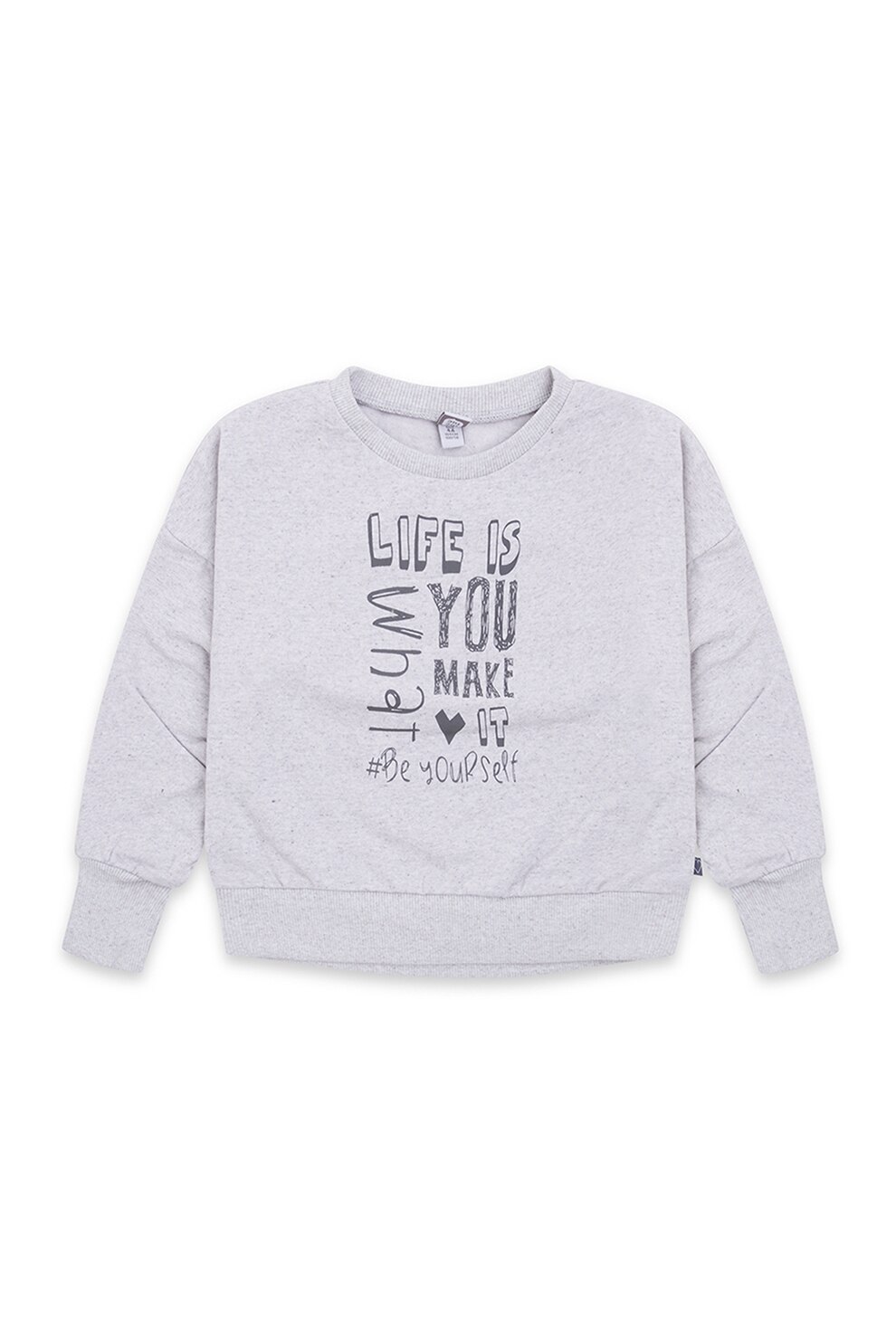 Tuc Tuc, Bluza sport cu imprimeu text, Gri deschis melange