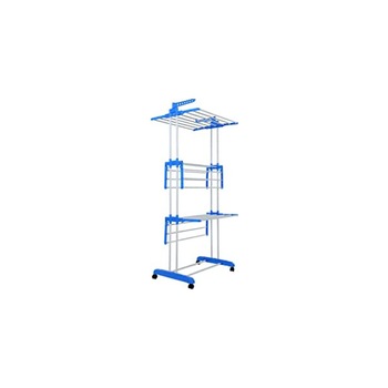 Raft pentru uscarea rufelor, robust, din otel inoxidabil, cu 6 rafturi, Gri/Albastru, dimensiune 80 x 21 x 13 cm Raft pentru uscarea rufelor, robust, din otel inoxidabil, cu 6 rafturi, Gri/Albastru, dimensiune 80 x 21 x 13 cm