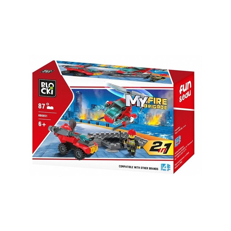 Set de construit Blocki My Fire Brigade, Platforma Pompier ,87 piese Multicolor, 6 ani +