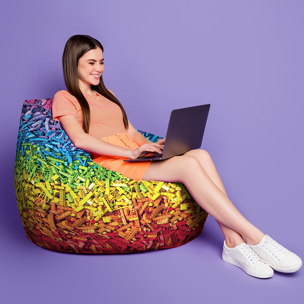 Fotel Pouf FormTex BAB TÁSKA Lego Rainbow XL, fogantyúval, belső
