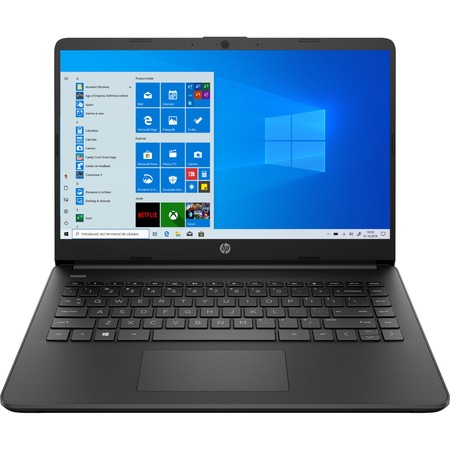 Laptop ultraportabil HP 14s-fq0710nd cu procesor AMD Athlon™ 3020e pana la 2.60 GHz, 14", Full HD, 4GB, 64GB eMMC, AMD Radeon™ Graphics, Windows 10 Home S, Black