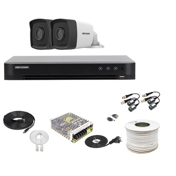 Kit Supraveghere Hikvision 2 Camere 2MP, 1080P, Exterior 80m Smart IR + DVR 4 canale video 4MP/2MP + Accesorii Kit Supraveghere Hikvision 2 Camere 2MP, 1080P, Exterior 80m Smart IR + DVR 4 canale video 4MP/2MP + Accesorii