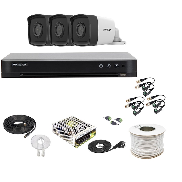 Cablu camera premontat, 5m, BNC + alimentare, Negru