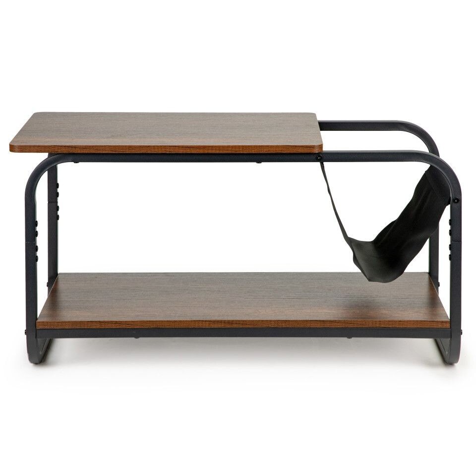 Masuta de cafea iMK, fixa, dreptungiulara, cu raft depozitare si suport reviste, lemn si structura metalica, 86,5 x 40 x 46 cm