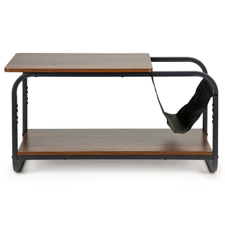 Masuta de cafea iMK, fixa, dreptungiulara, cu raft depozitare si suport reviste, lemn si structura metalica, 86,5 x 40 x 46 cm