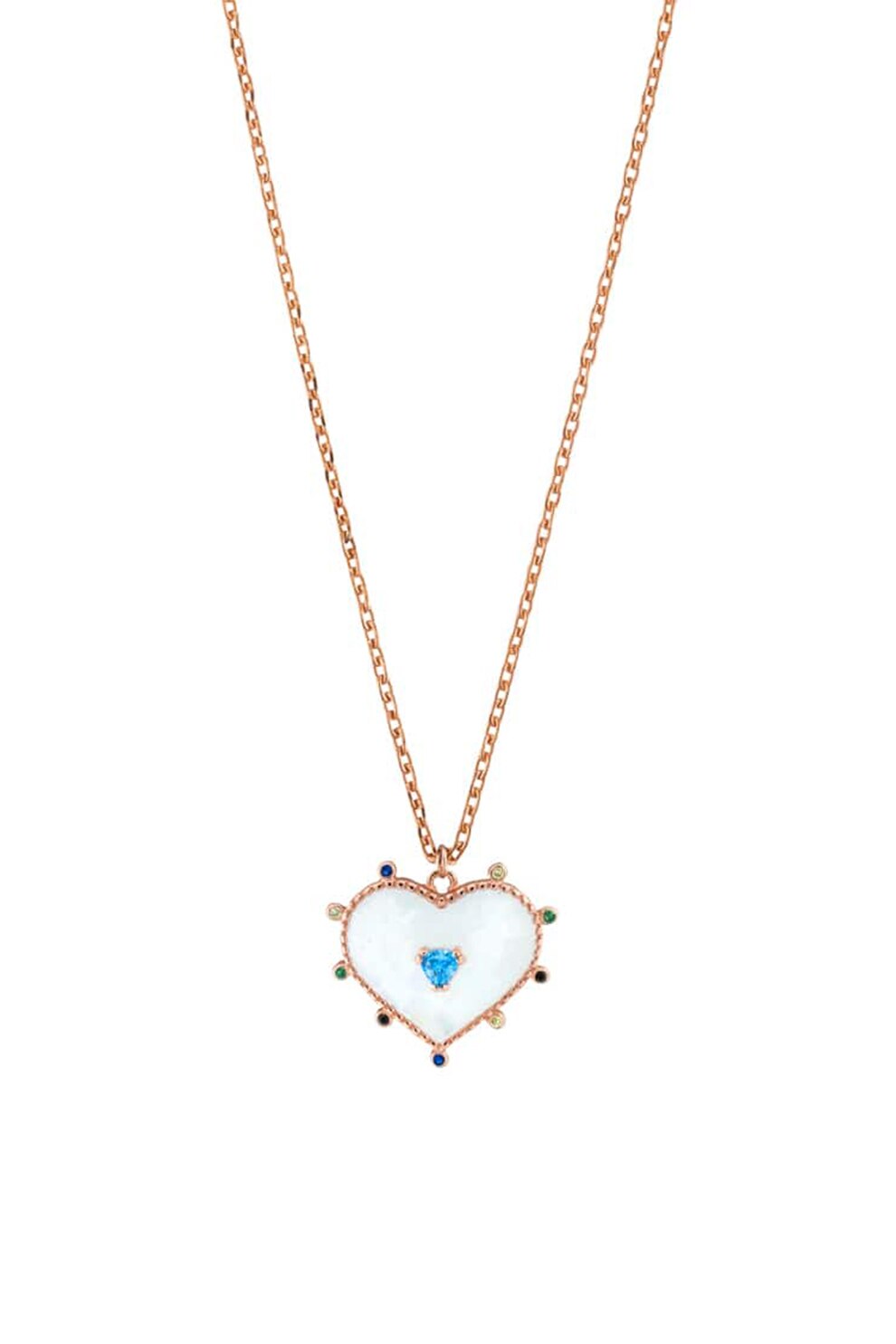 OXETTE, Colier placat cu aur rose de 18K, decorat cu cristale, Auriu rose/Alb
