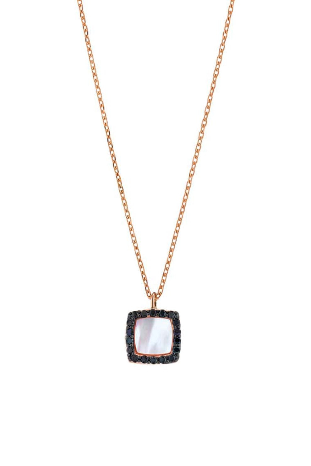 OXETTE, Colier placat cu aur rose de 18K, decorat cu Mother of Pearl si cristale, Auriu rose/ Negru
