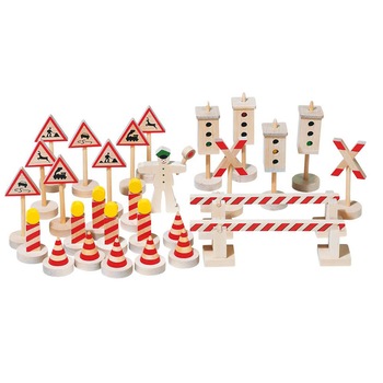 Semne de circulatie, pentru tren, 29 piese, lemn Semne de circulatie, pentru tren, 29 piese, lemn