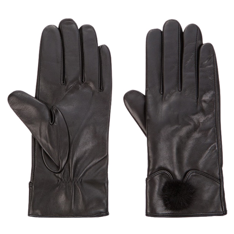 Manusi dama, Marime 7.5, Piele naturala, Negru