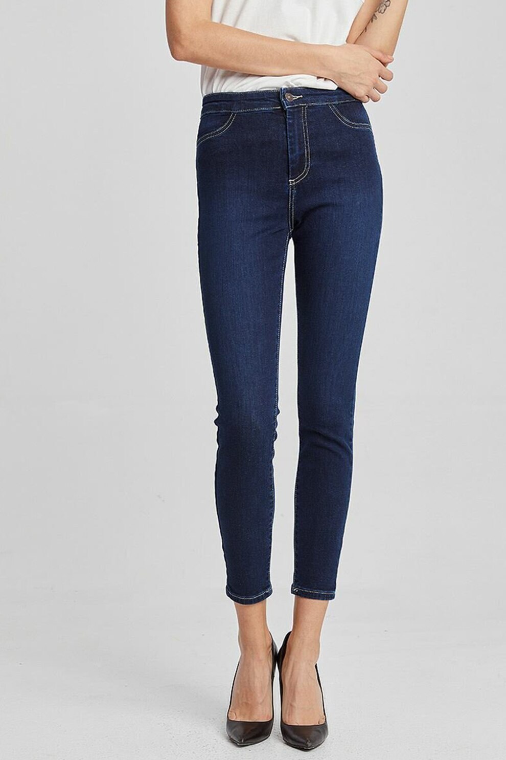 LTB, Blugi crop skinny Marinella, Bleumarin inchis