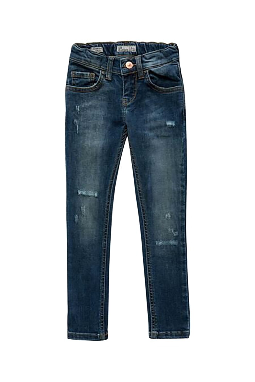 LTB, Blugi drepti, fete, cu 5 buzunare si aspect deteriorat Isabella, Albastru inchis/Alb prafuit, Albastru inchis/Alb prafuit