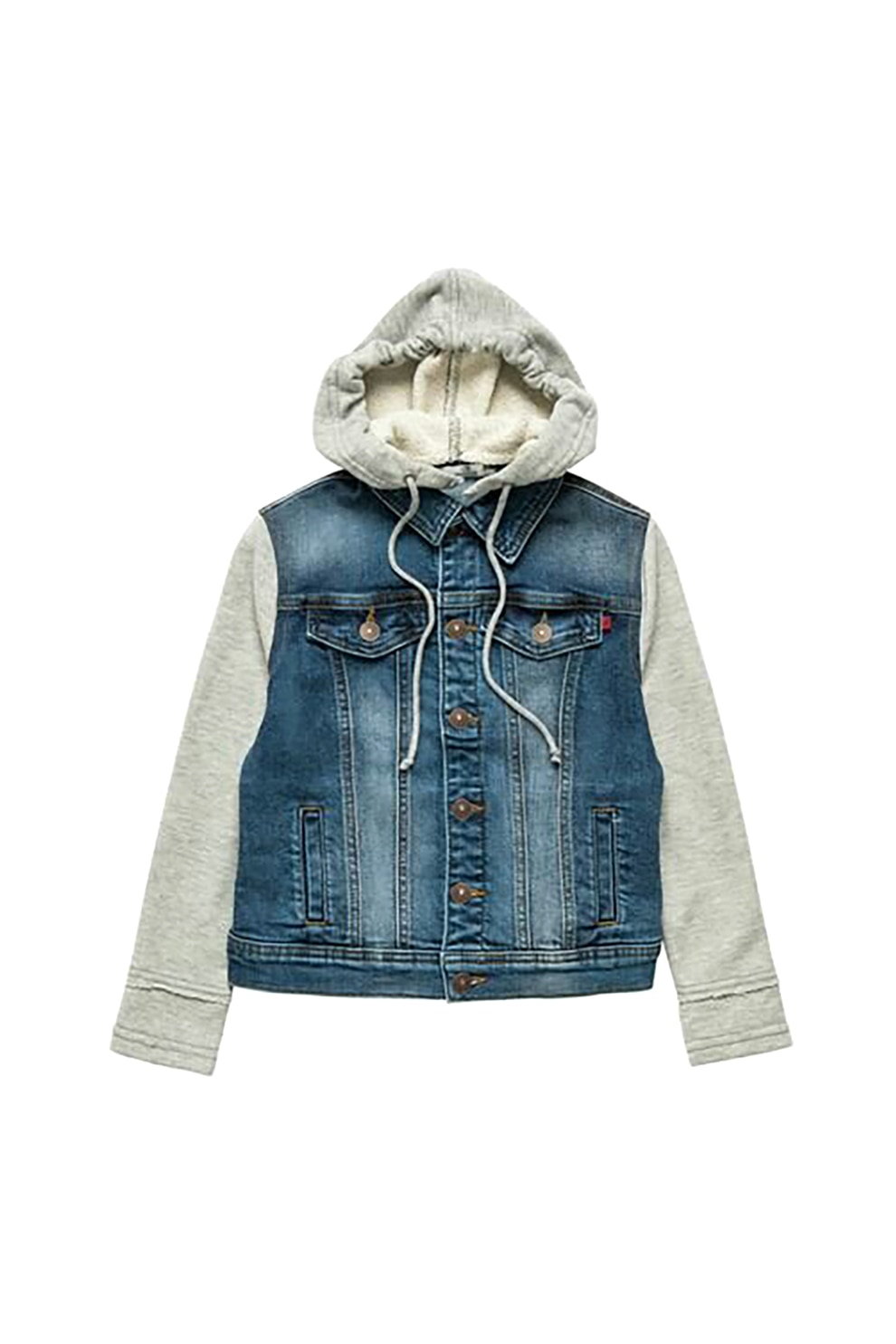 LTB, Jacheta din denim cu gluga Melly, Albastru/Gri, 134 CM
