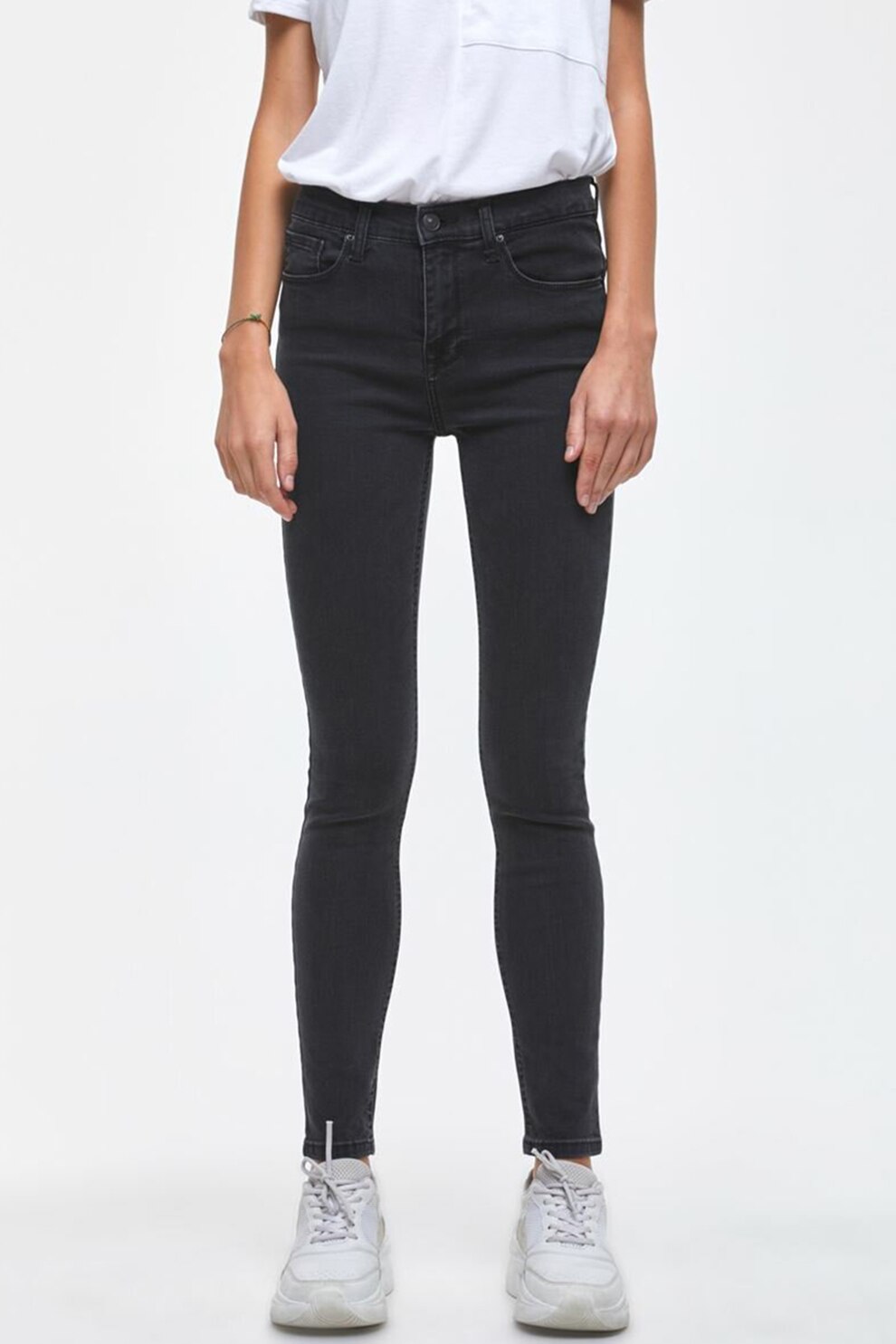 LTB, Blugi skinny cu talie inalta Tanya X, Gri antracit