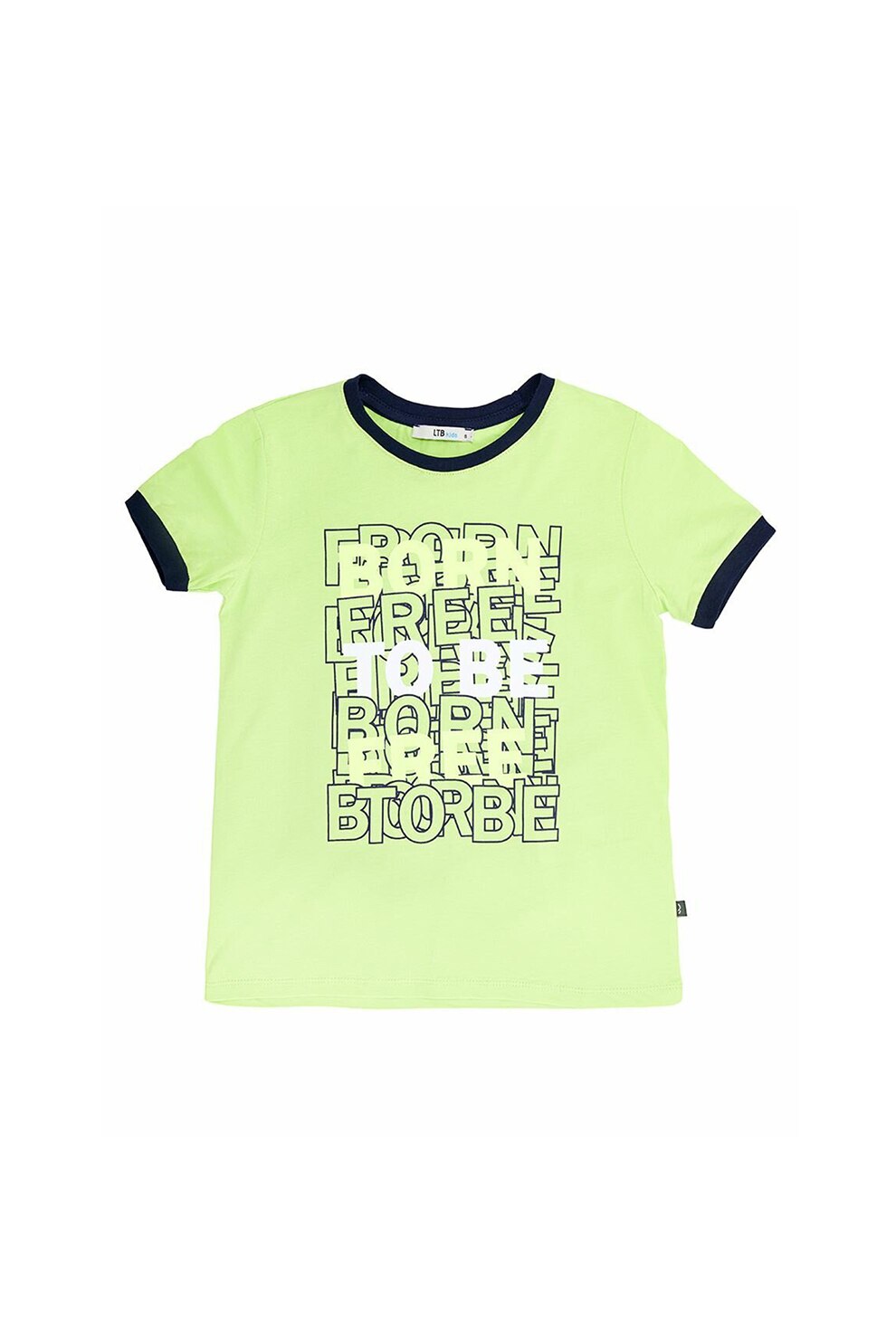 LTB, Tricou cu decolteu la baza gatului si imprimeu text Sipazo, Verde neon