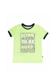 LTB, Tricou cu decolteu la baza gatului si imprimeu text Sipazo, Verde neon LTB, Tricou cu decolteu la baza gatului si imprimeu text Sipazo, Verde neon