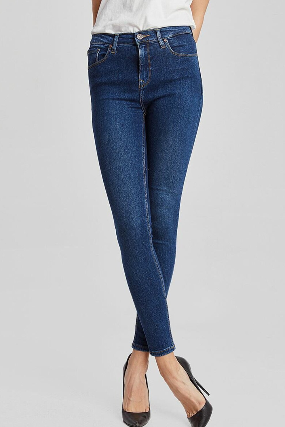 LTB, Blugi skinny cu talie inalta Tanya X, Bleumarin, 29