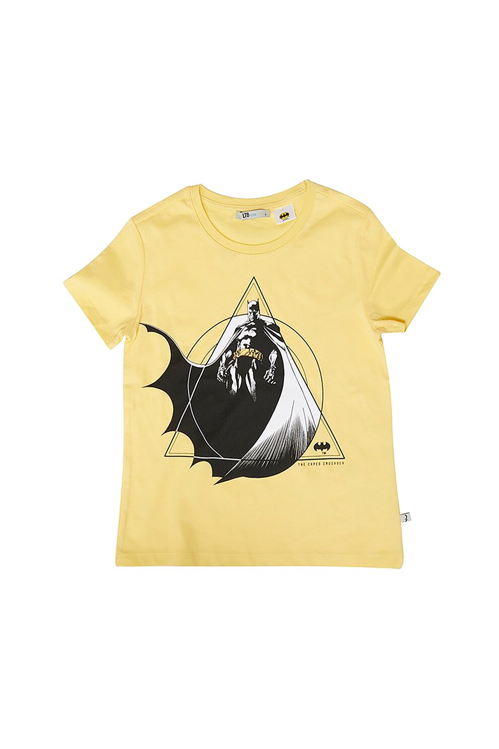 LTB, Tricou cu decolteu la baza gatului si imprimeu Batman Zolena, Galben pai/Negru